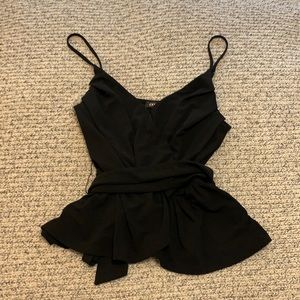 Surplice Black tie-waist cami